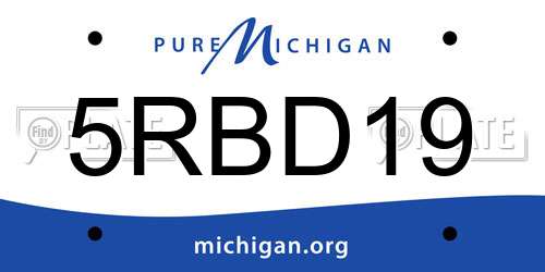 5RBD19 Michigan License Plate