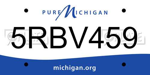 5RBV459 Michigan License Plate