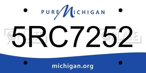 5RC7252 Michigan License Plate