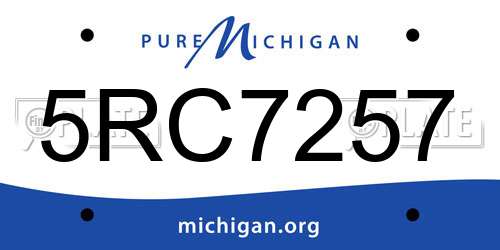 5RC7257 Michigan License Plate