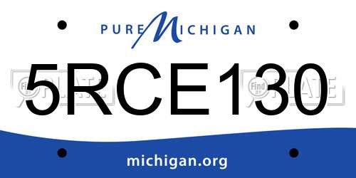 5RCE130 Michigan License Plate