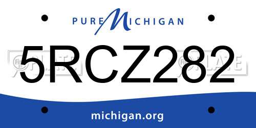 5RCZ282 Michigan License Plate