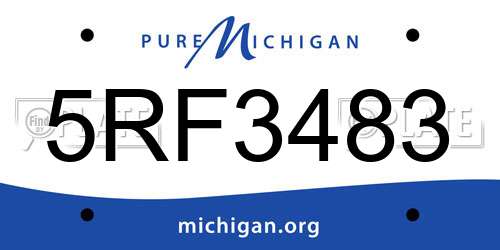 5RF3483 Michigan License Plate