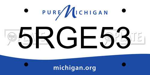 5RGE53 Michigan License Plate
