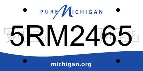 5RM2465 Michigan License Plate