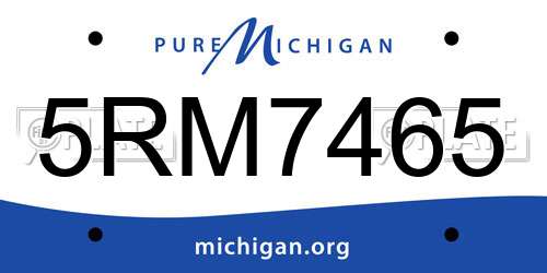 5RM7465 Michigan License Plate