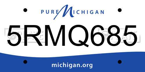 5RMQ685 Michigan License Plate