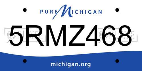 5RMZ468 Michigan License Plate