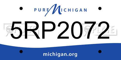 5RP2072 Michigan License Plate