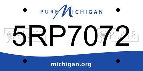 5RP7072 Michigan License Plate