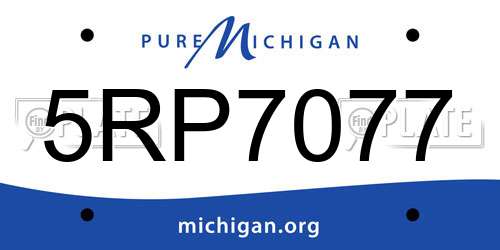 5RP7077 Michigan License Plate