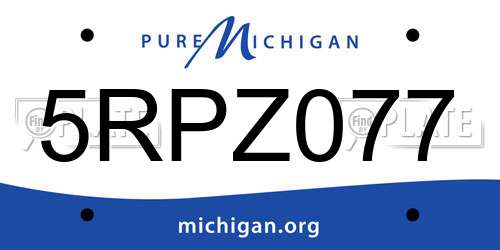 5RPZ077 Michigan License Plate