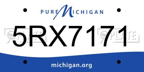 5RX7171 Michigan License Plate