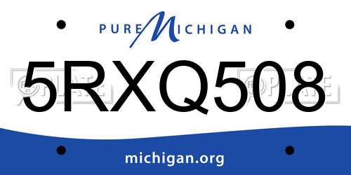 5RXQ508 Michigan License Plate