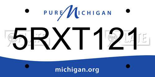 5RXT121 Michigan License Plate