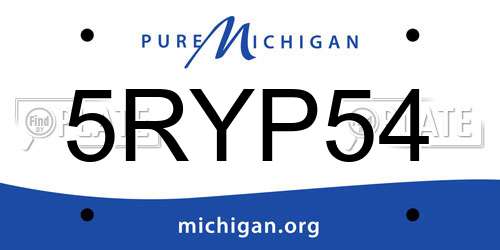 5RYP54 Michigan License Plate