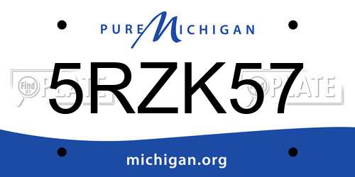 5RZK57 Michigan License Plate