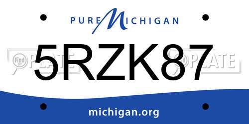 5RZK87 Michigan License Plate