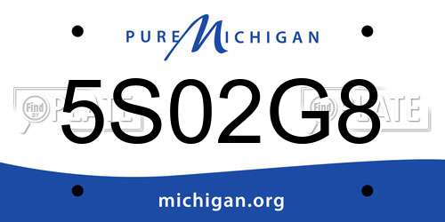 5S02G8 Michigan License Plate