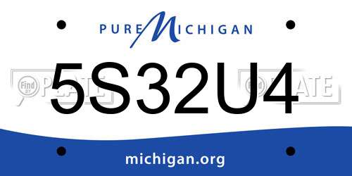 5S32U4 Michigan License Plate
