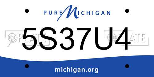5S37U4 Michigan License Plate