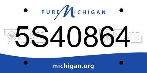 5S40864 Michigan License Plate