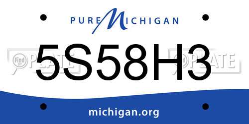 5S58H3 Michigan License Plate