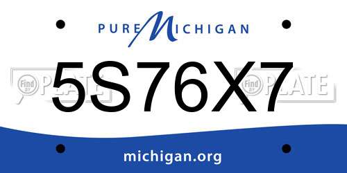5S76X7 Michigan License Plate