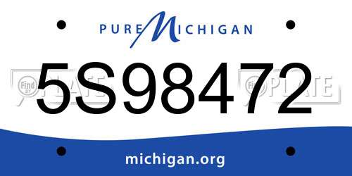5S98472 Michigan License Plate