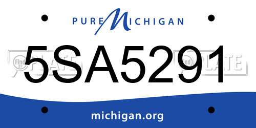 5SA5291 Michigan License Plate