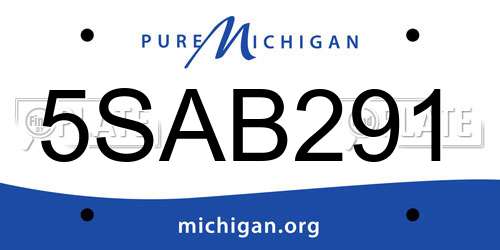 5SAB291 Michigan License Plate