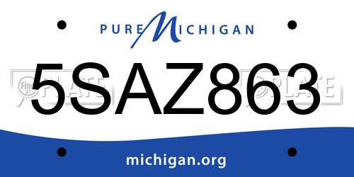 5SAZ863 Michigan License Plate