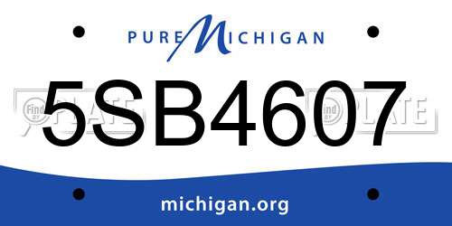 5SB4607 Michigan License Plate