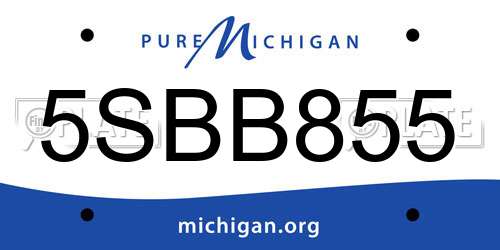 5SBB855 Michigan License Plate