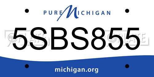 5SBS855 Michigan License Plate