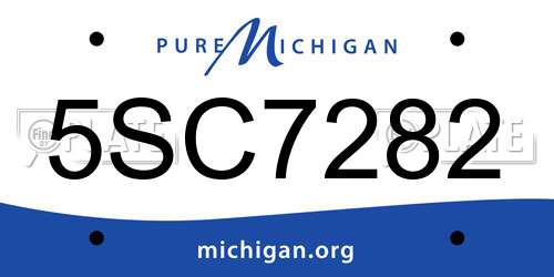 5SC7282 Michigan License Plate