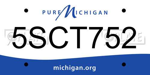 5SCT752 Michigan License Plate
