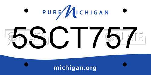 5SCT757 Michigan License Plate