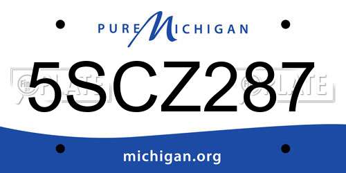 5SCZ287 Michigan License Plate