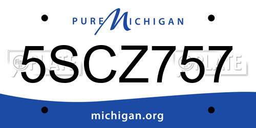 5SCZ757 Michigan License Plate