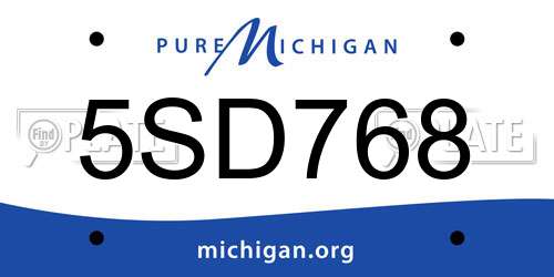 5SD768 Michigan License Plate