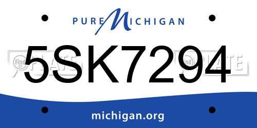 5SK7294 Michigan License Plate