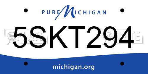 5SKT294 Michigan License Plate