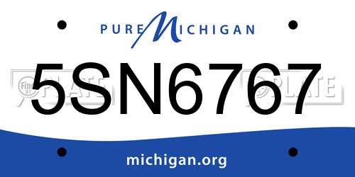 5SN6767 Michigan License Plate