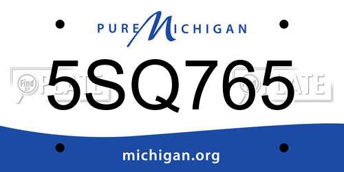 5SQ765 Michigan License Plate