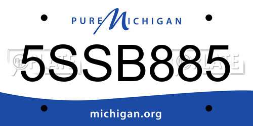 5SSB885 Michigan License Plate