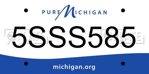 5SSS585 Michigan License Plate