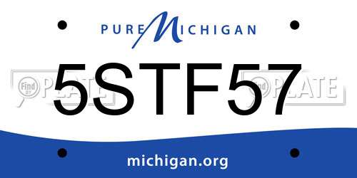 5STF57 Michigan License Plate