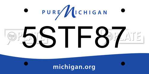 5STF87 Michigan License Plate