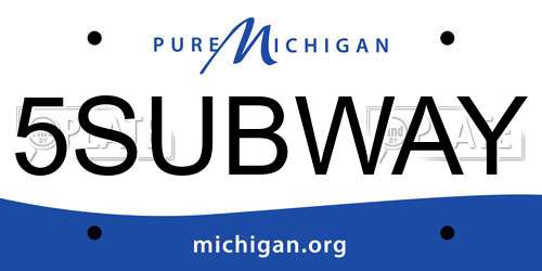 5SUBWAY Michigan License Plate
